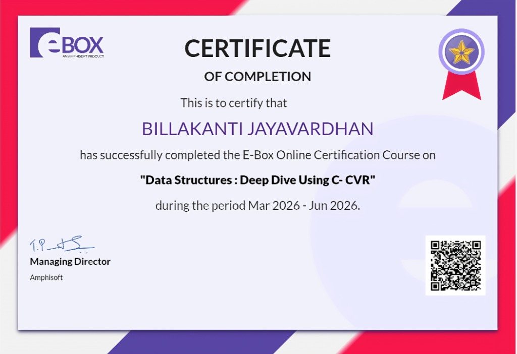Data Structures Deep Dive Using C Certificate — E-Box