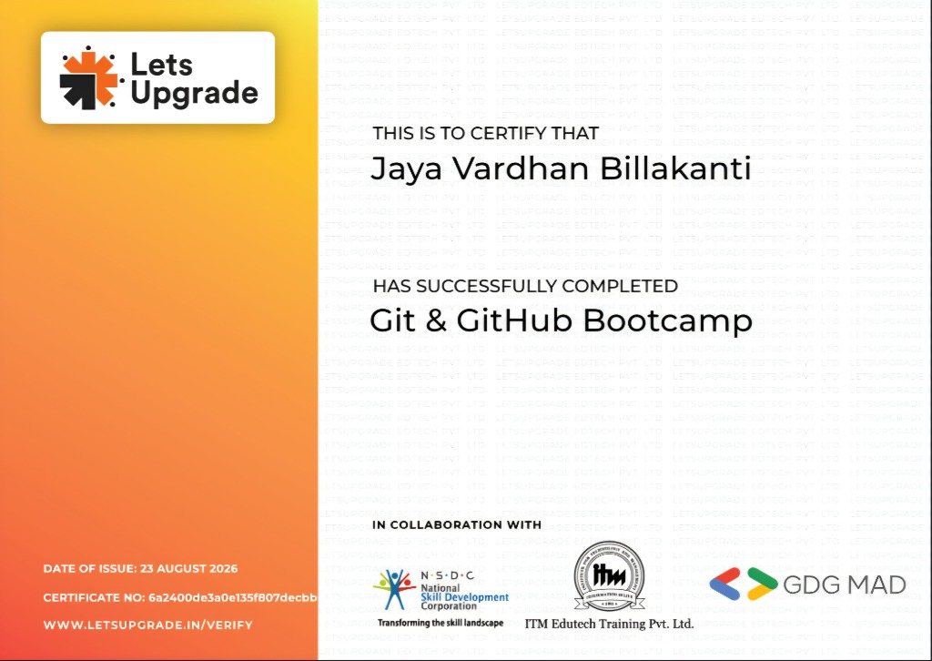 Git & GitHub Bootcamp Certificate — LetsUpgrade