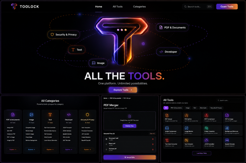 Toolock — All-in-One Digital Tools Platform